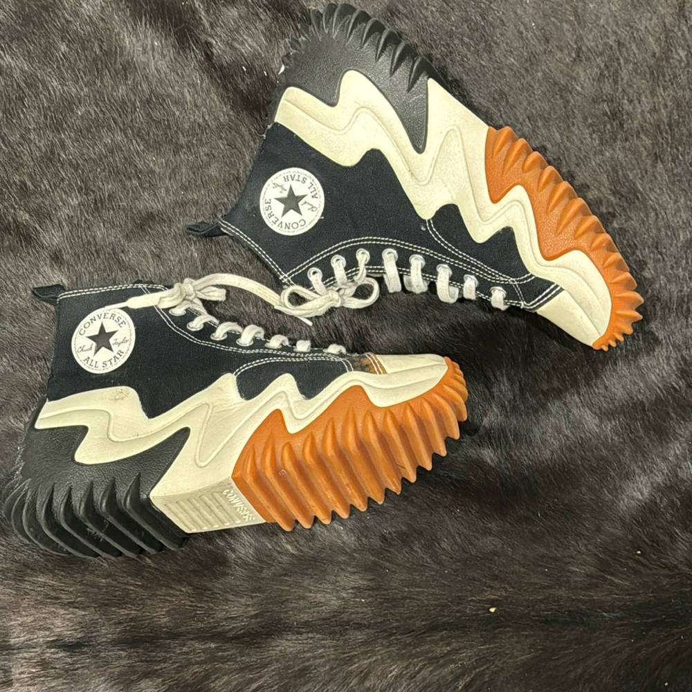Converse Run Star Motion High-Top Platform Sneakers - Black/White/Orange